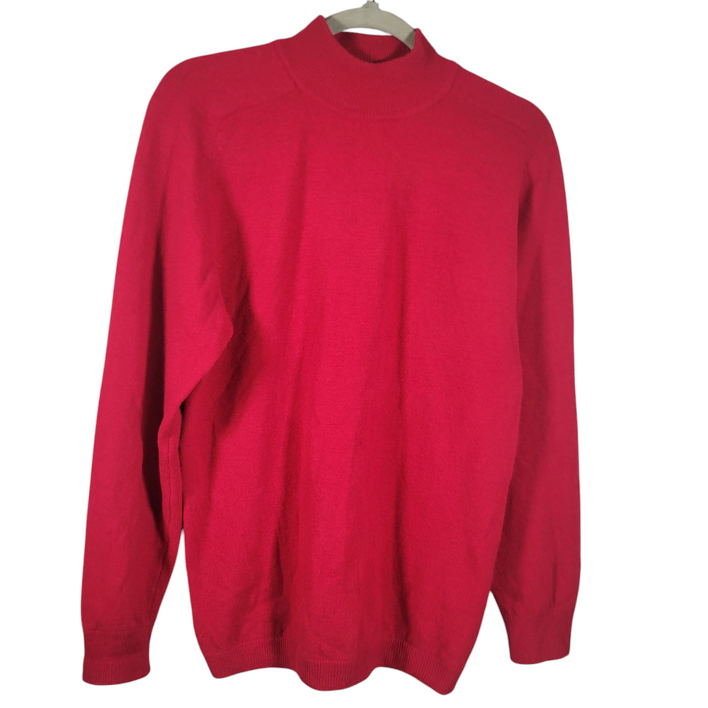 Vintage Outlander Lambswool Angora Sweater Red Mock Neck Pullover Women L